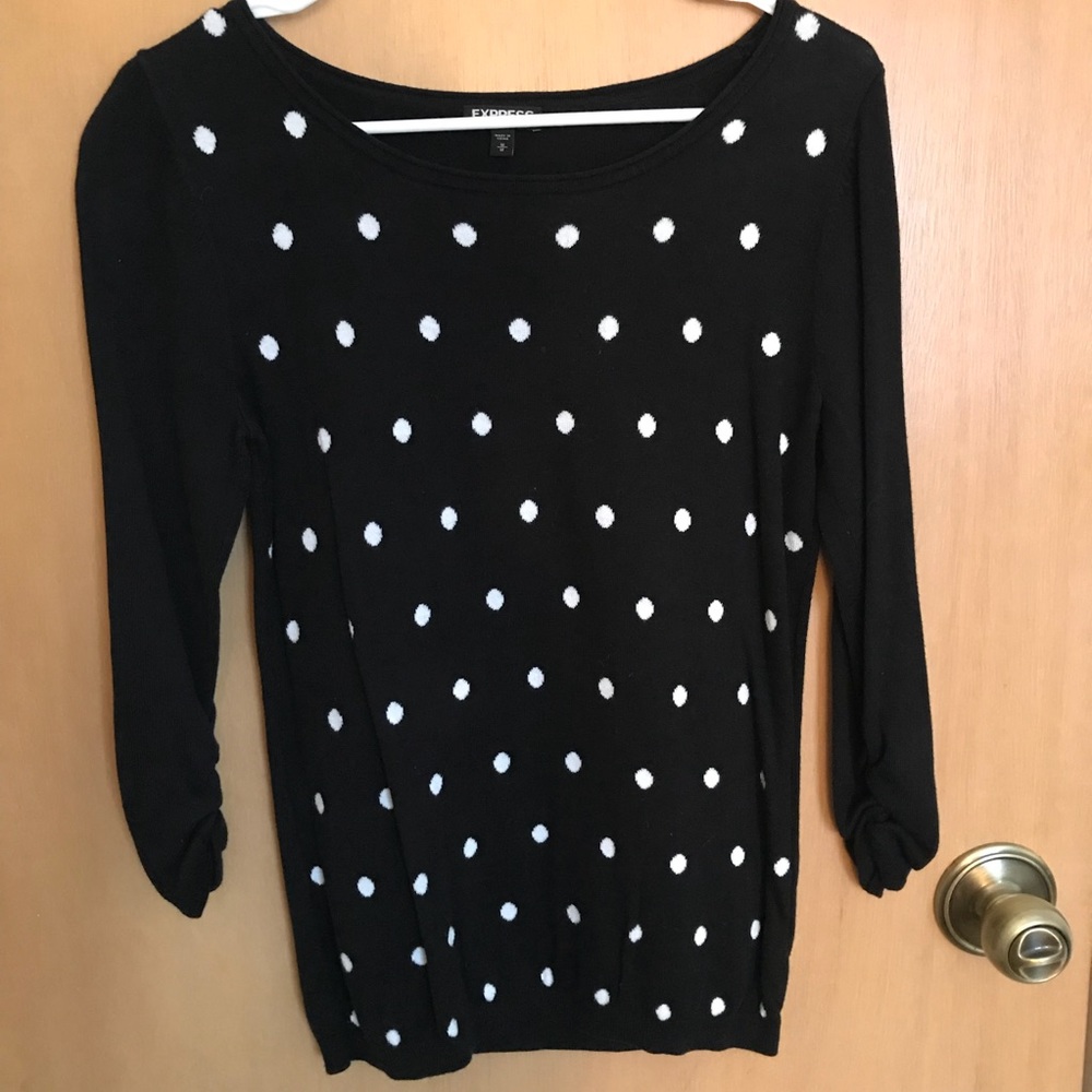 Express black w/ polka dots 3/4 sleeve sweater